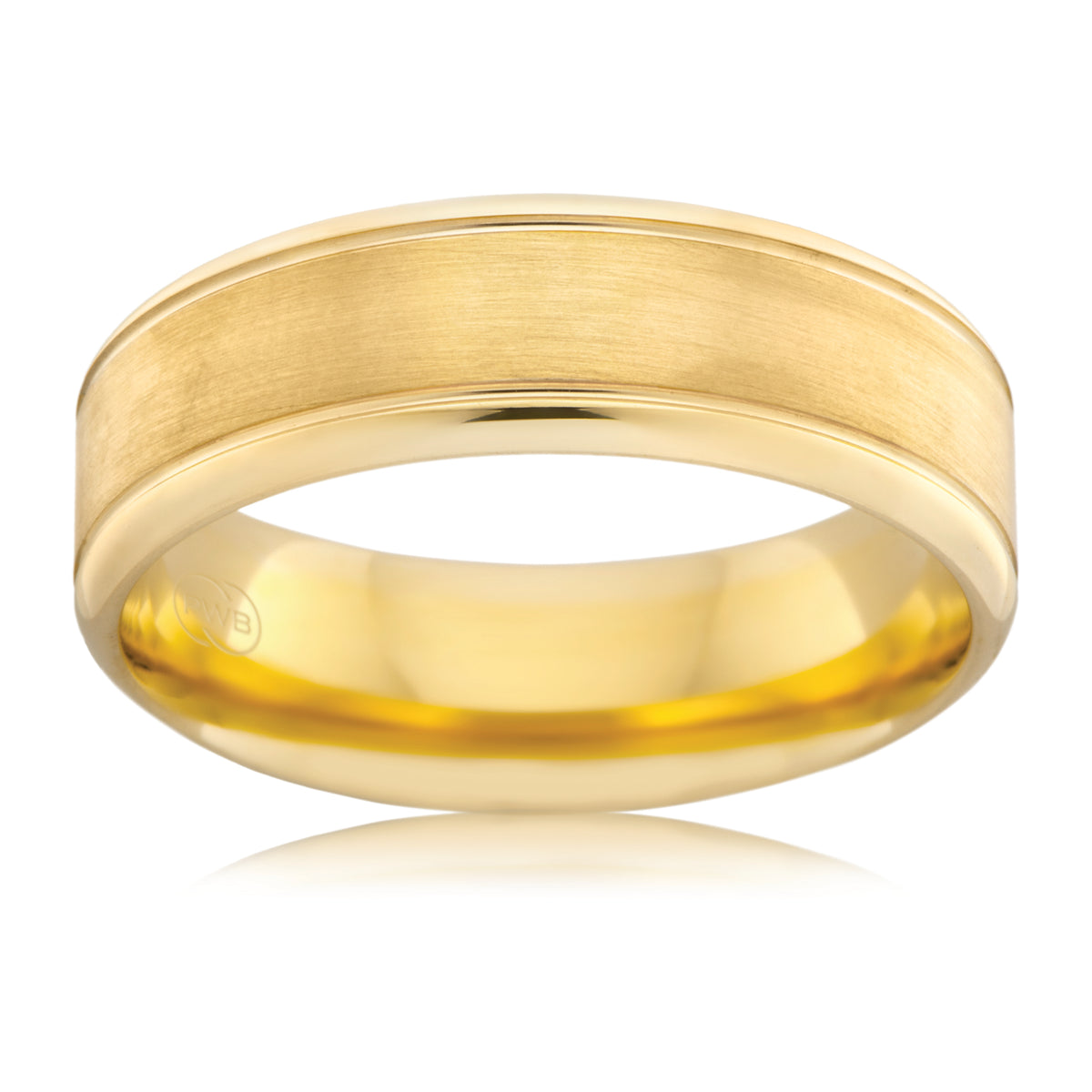 Classic Yellow Gold Fine Brushed Centre Wedding Ring