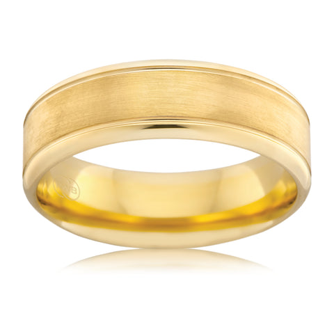 Classic Yellow Gold Fine Brushed Centre Wedding Ring