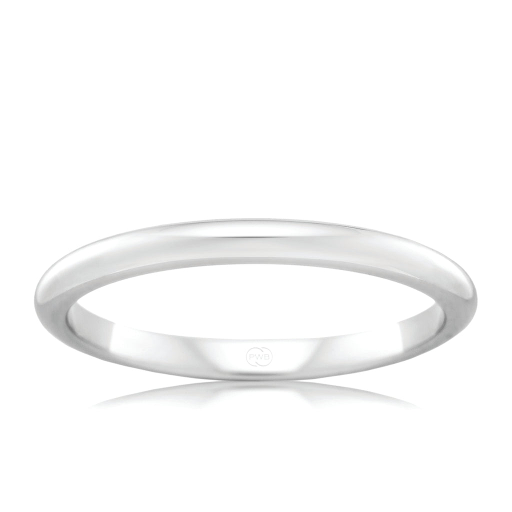 High Dome White Gold 1.5mm Ezy Fit Wedding Ring