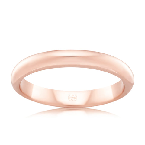 High Dome White Gold 3mm Ezy Fit Wedding Ring