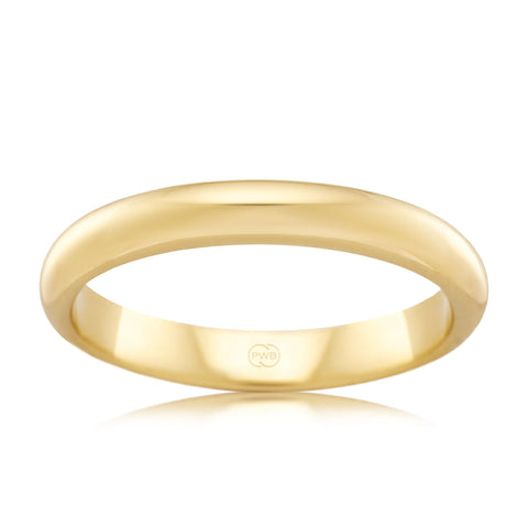 High Dome White Gold 3mm Ezy Fit Wedding Ring