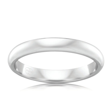 High Dome White Gold 3mm Ezy Fit Wedding Ring
