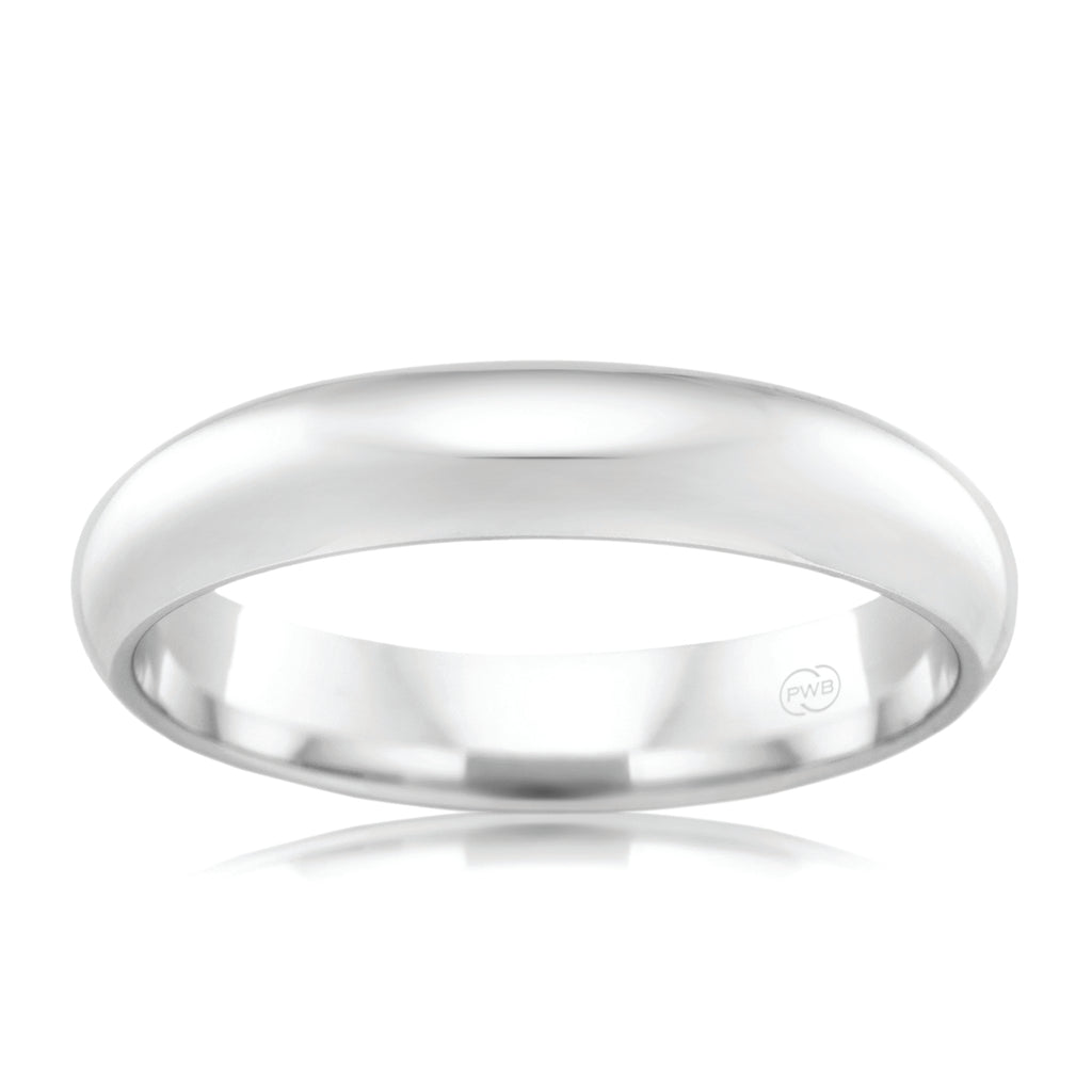 High Dome White Gold 4mm Ezy Fit Wedding Ring