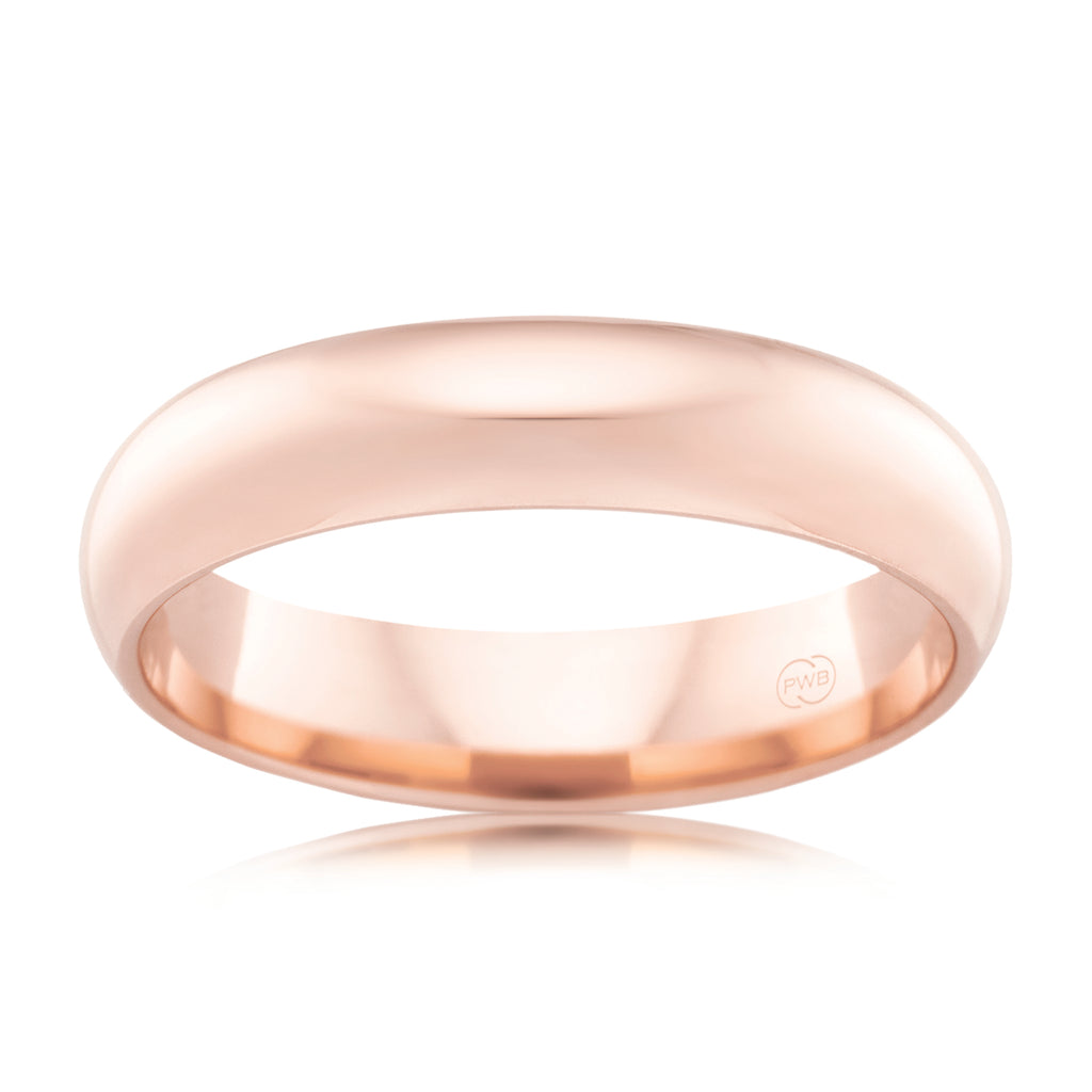 High Dome Rose Gold 5mm Ezy Fit Wedding Ring