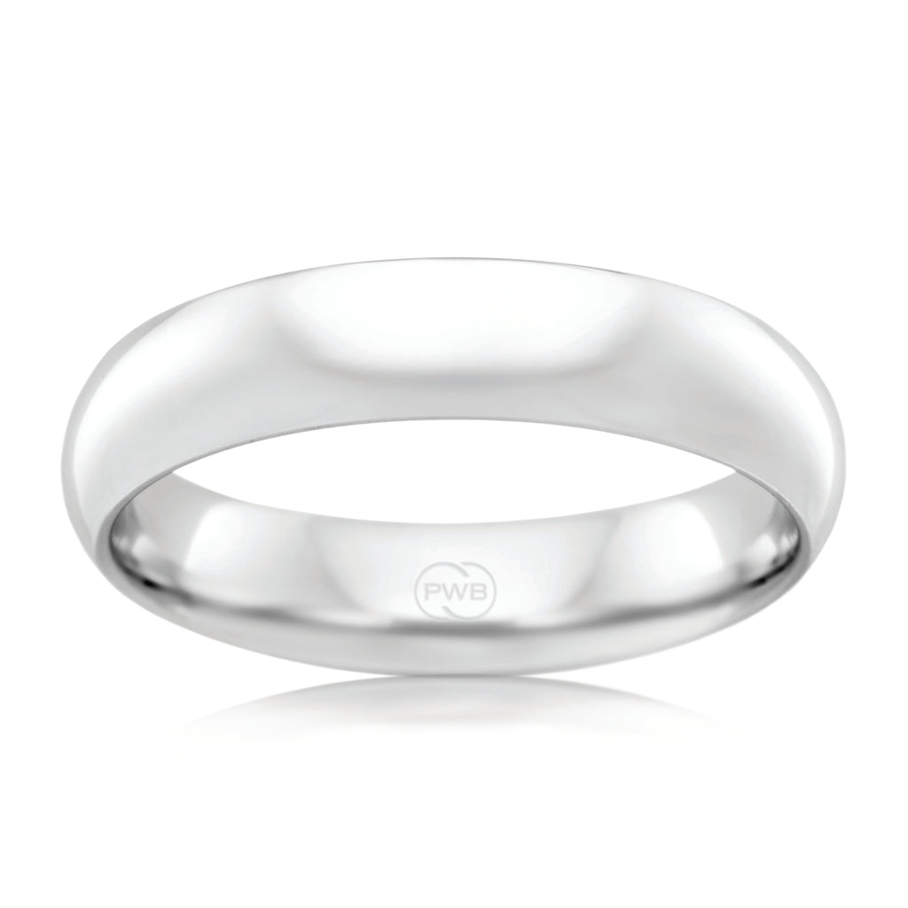 High Dome White Gold 5mm Ezy Fit Wedding Ring
