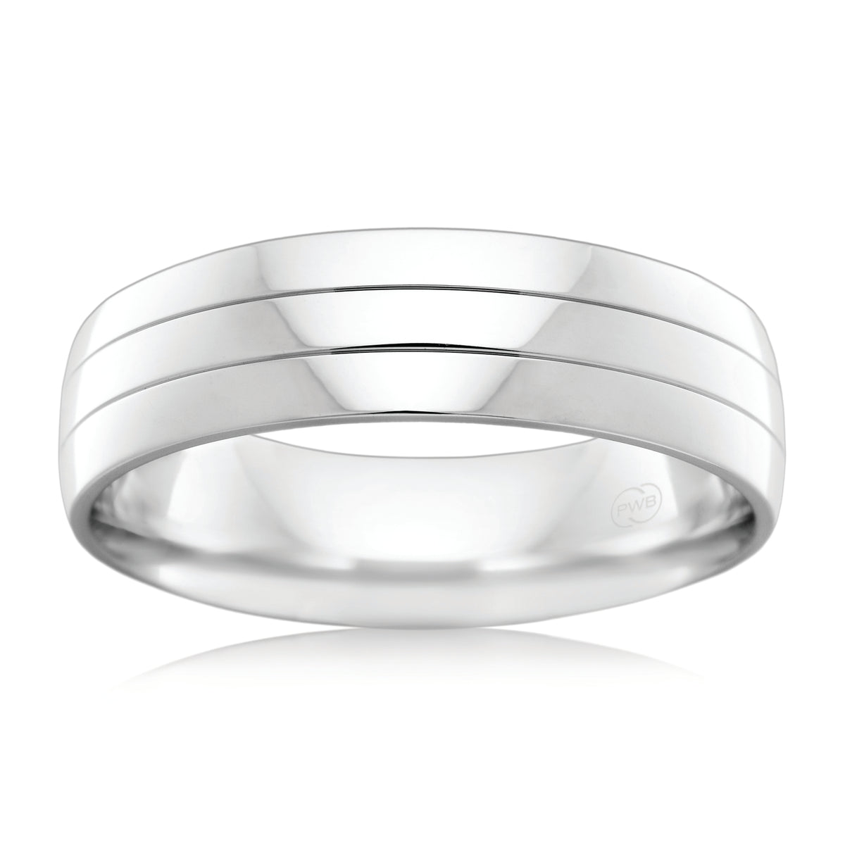 Half Round Wedding Ring with line pattern.