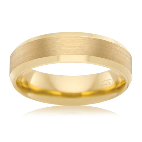 Brushed Finish Wedding Ring with Polished Bevel Edges