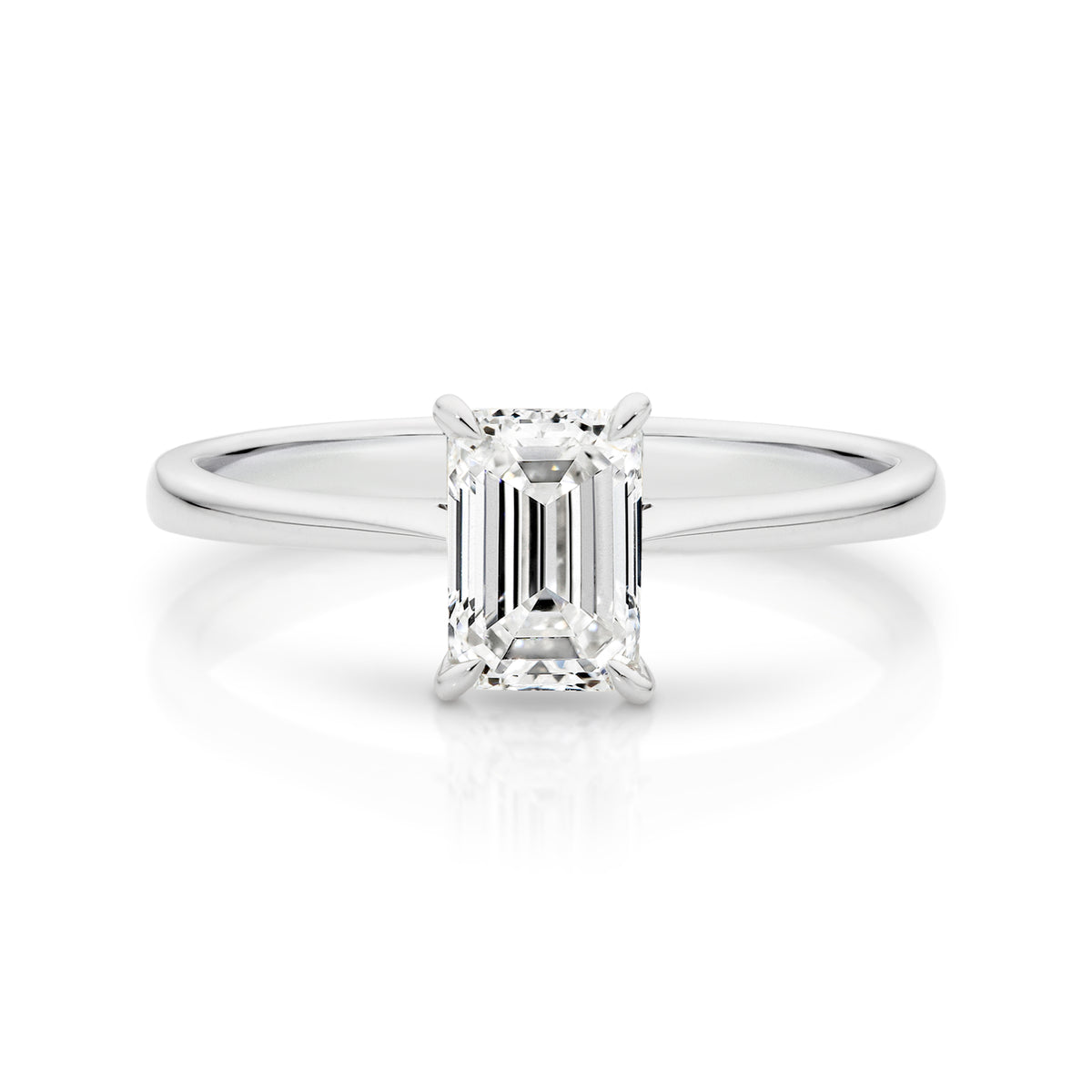 Samantha Natural Diamond Solitaire Emerald Cut Engagement Ring