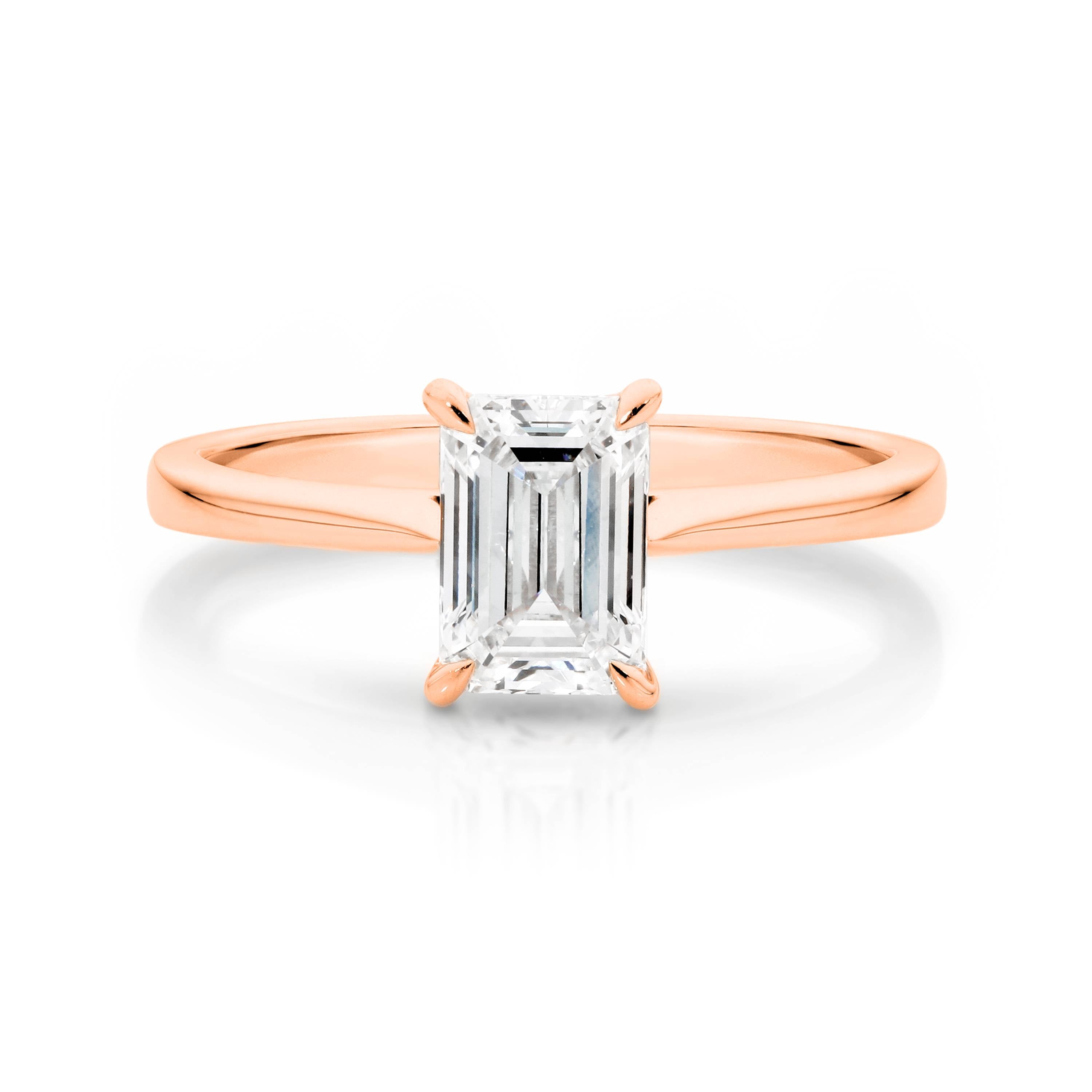 Samantha Diamond Solitaire Emerald Cut Engagement Ring