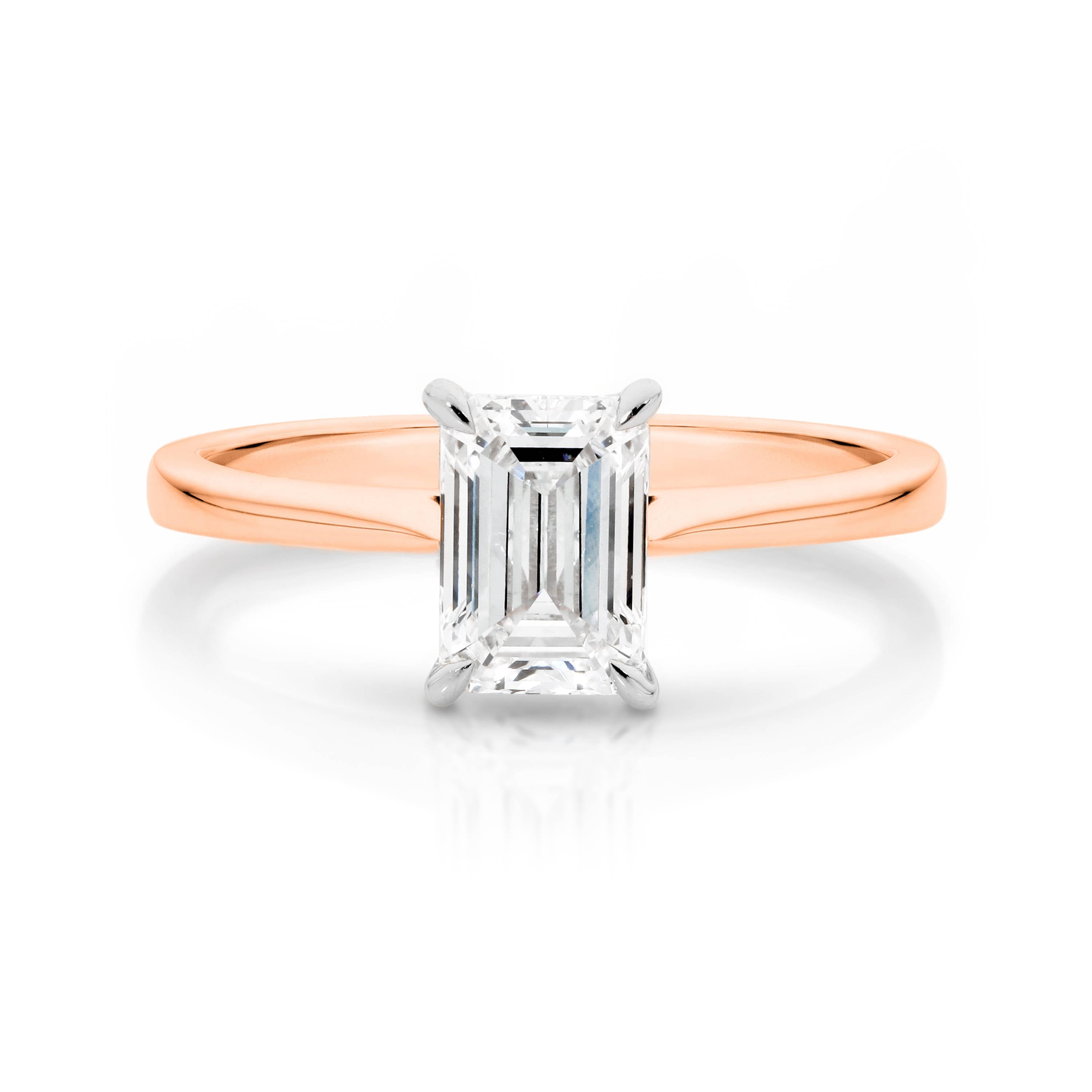 Samantha Diamond Solitaire Emerald Cut Engagement Ring