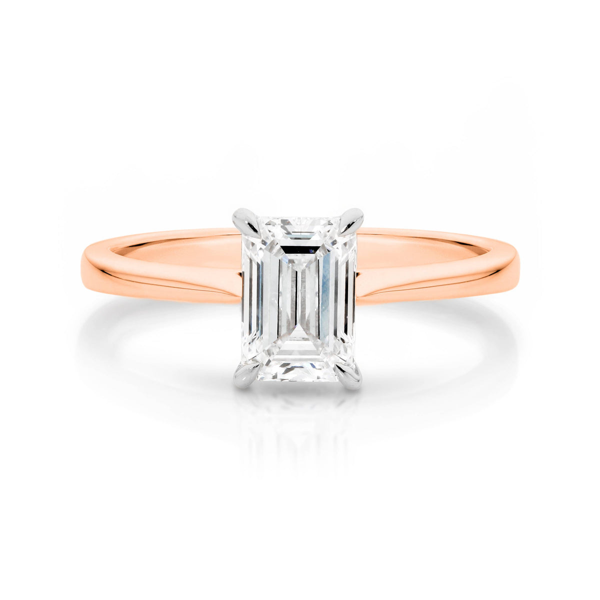 Samantha Diamond Solitaire Emerald Cut Engagement Ring