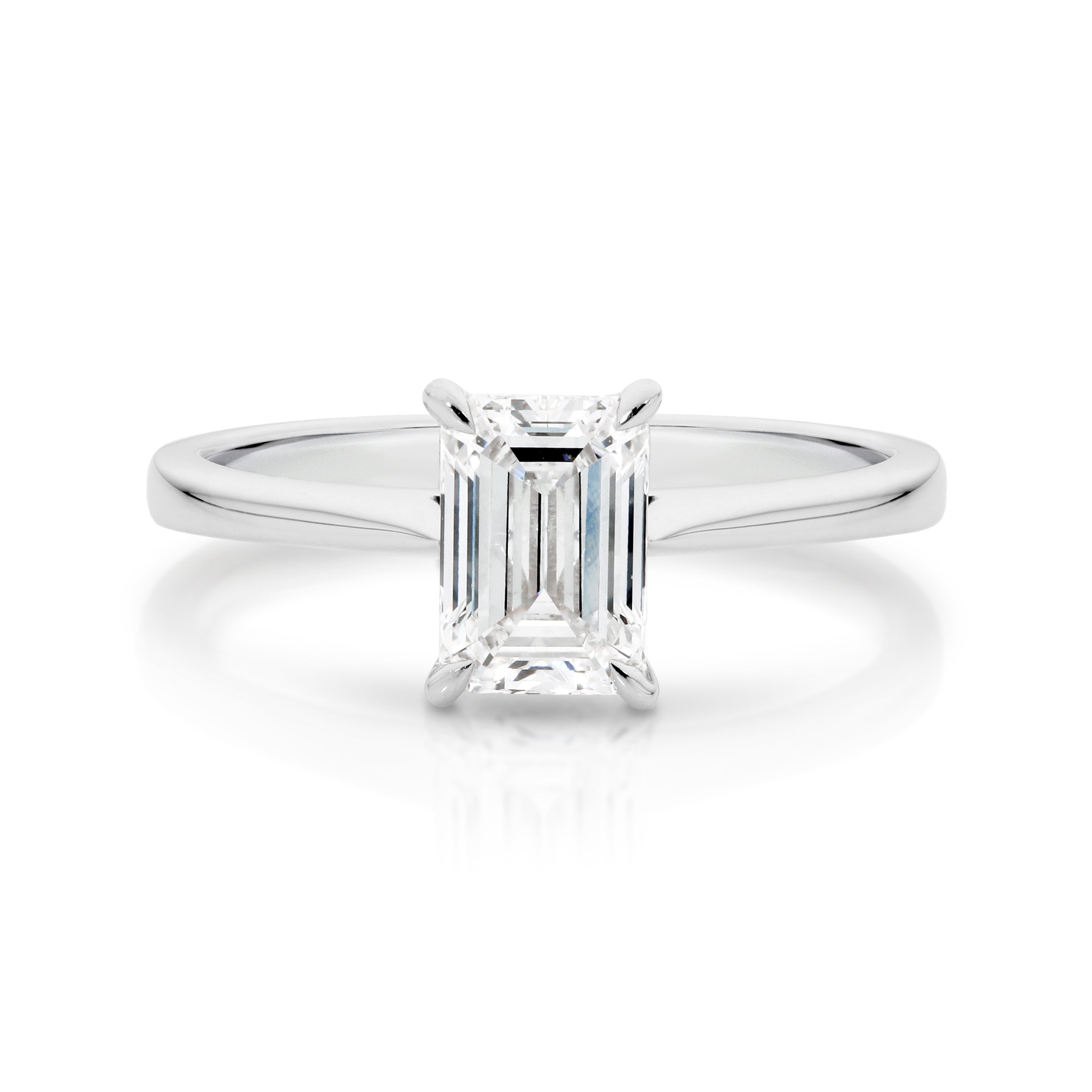 Samantha Diamond Solitaire Emerald Cut Engagement Ring