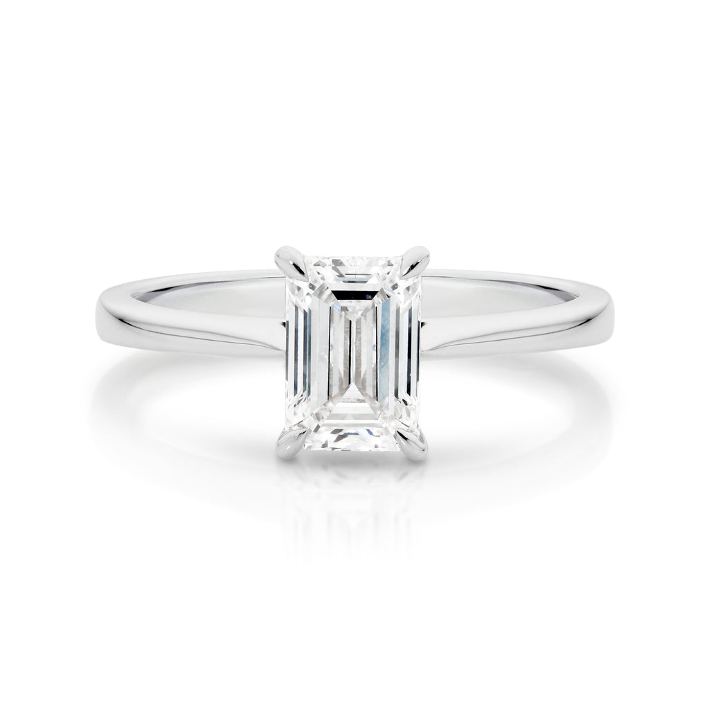 Samantha Diamond Solitaire Emerald Cut Engagement Ring
