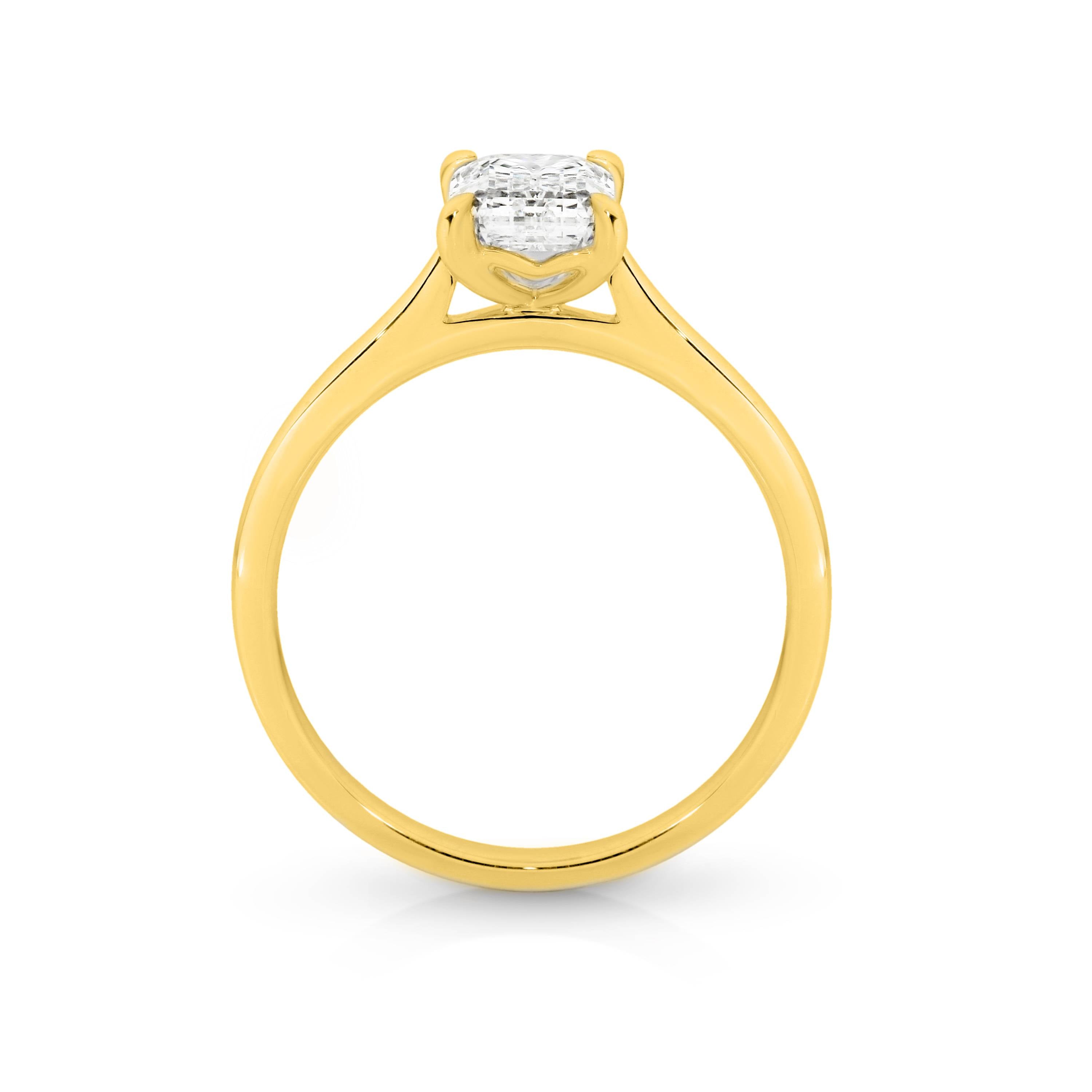 Samantha Diamond Solitaire Emerald Cut Engagement Ring