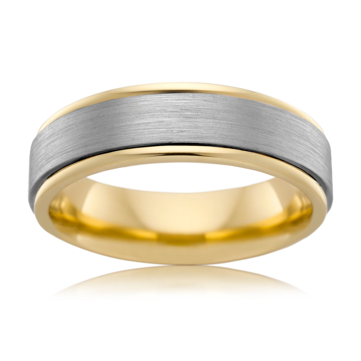 Titanium and Yellow Gold Matt Finish Wedding Ring
