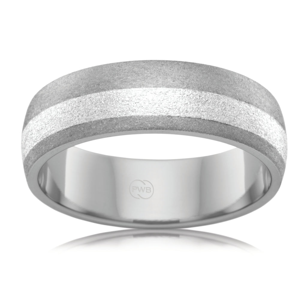 Titanium White Gold Highlight Wedding Ring