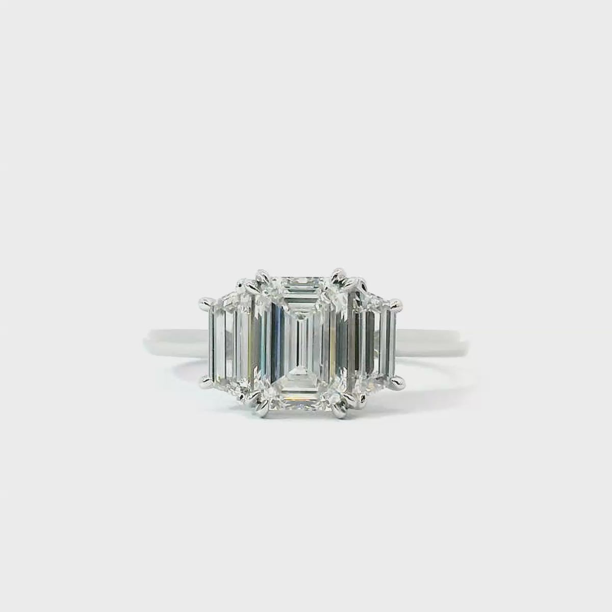 Adelaide Lab Grown Diamond Trilogy Emerald Cut Engagement Ring
