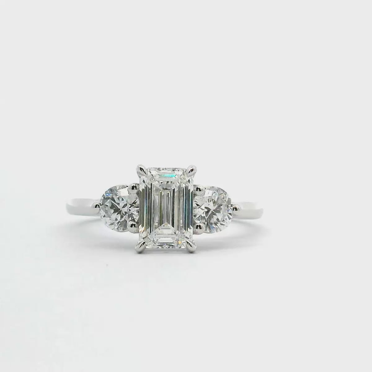 Lottie Lab Grown Diamond Trilogy Emerald Cut Engagement Ring