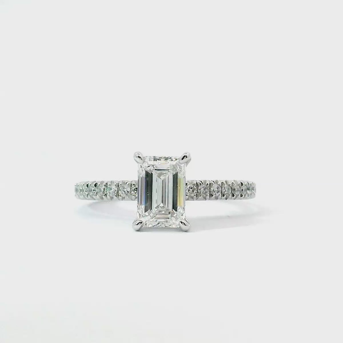 Hazel Lab Grown Diamond Hidden Halo Emerald Cut Engagement Ring