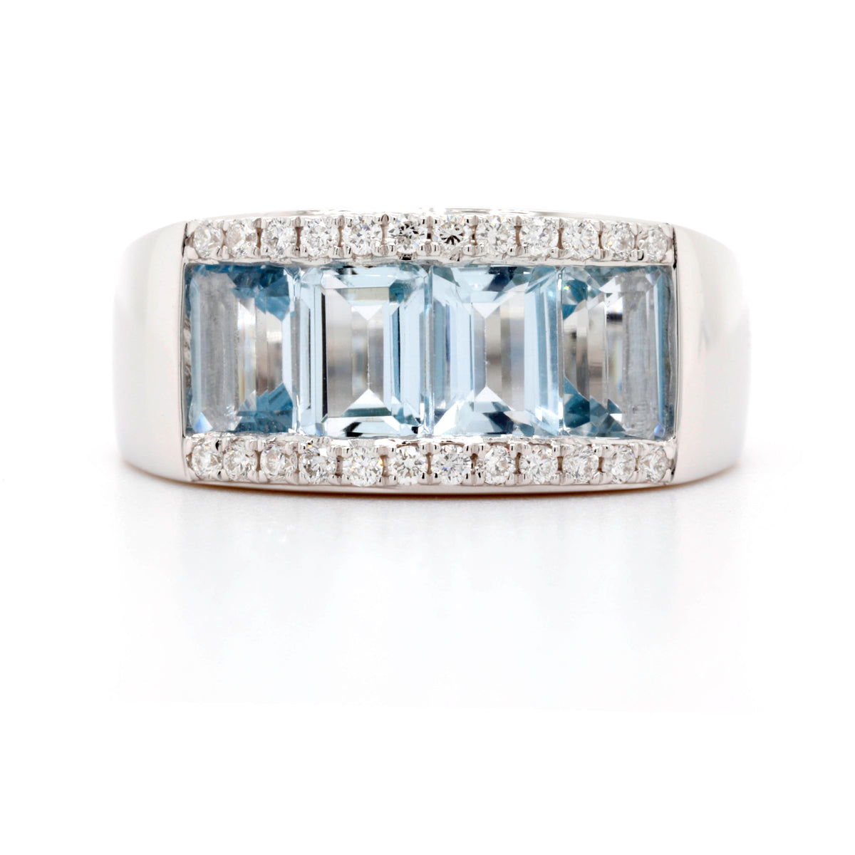 White Gold Aquamarine and Diamond Ring