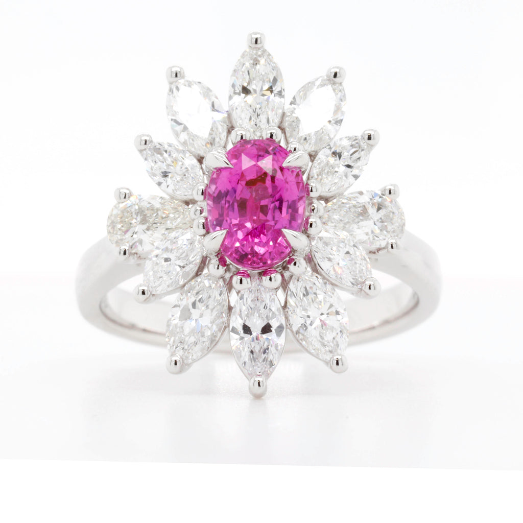 18ct White Gold Pink Sapphire Ring