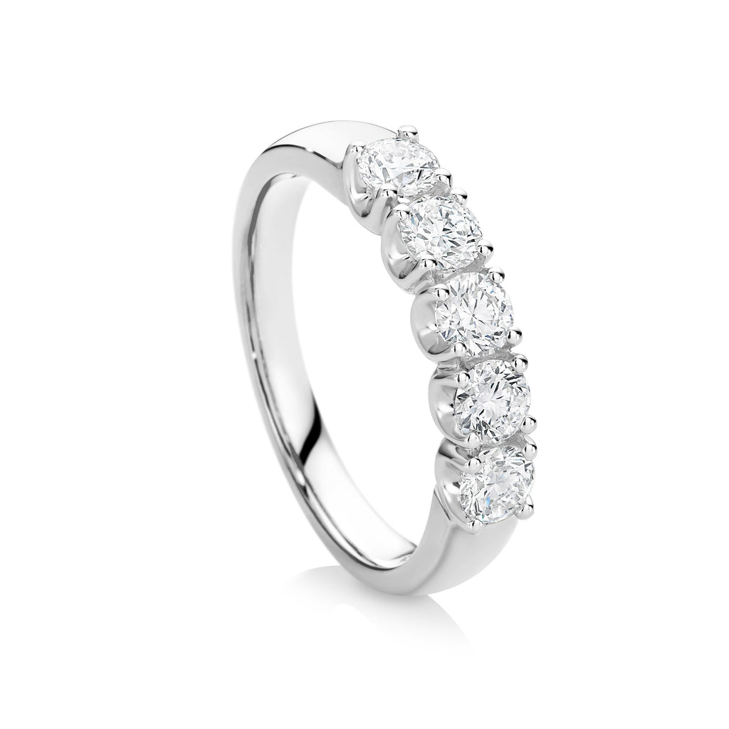 18ct White Gold Five Stone Diamond Ring TDW= 1.00ct