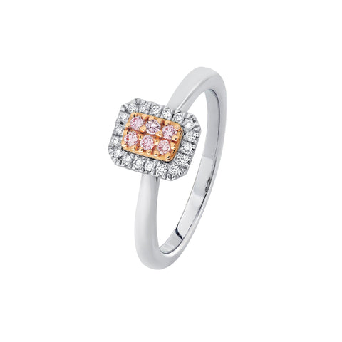 18ct Diamond Cluster Ring With Pink Kimberley Diamonds