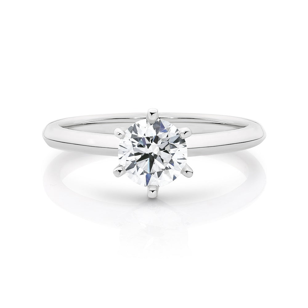 Laura 18ct White Gold Round Brilliant Cut Diamond Solitaire Ring 1.00ct JK P1