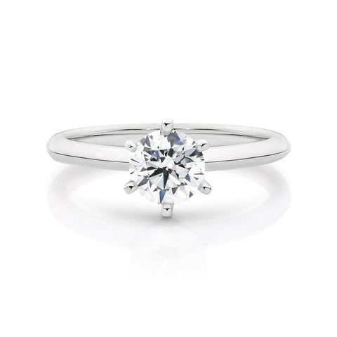 Laura 18ct White Gold Round Brilliant Cut Diamond Solitaire Ring 1.00ct JK P1