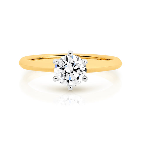 Laura 18ct Yellow Gold Diamond Solitaire Ring with 1.01ct F SI2