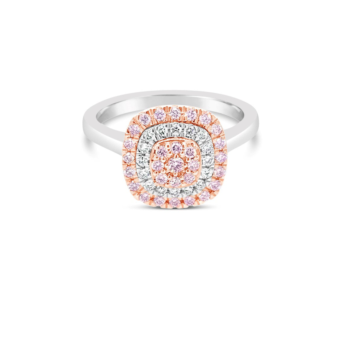 18ct White and Rose Gold Blush Pink diamond Cluster Ring