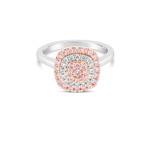 18ct White and Rose Gold Blush Pink diamond Cluster Ring