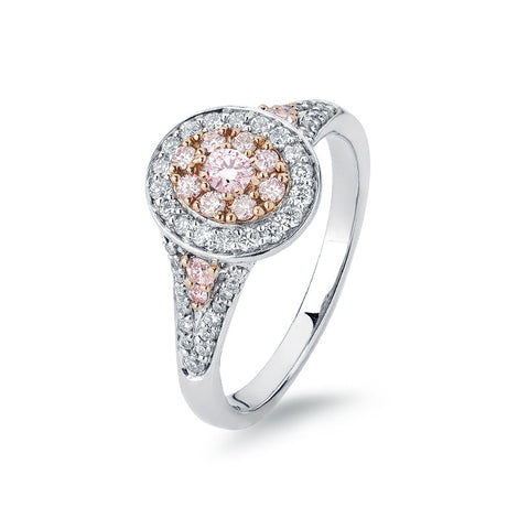 18ct White Gold and Rose Gold Ring with Blush Pink diamonds