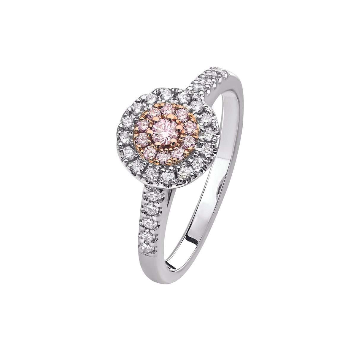 18ct White Gold and Rose Gold Diamond Ring With Blush Pink diamonds