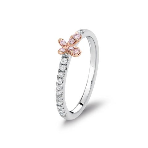 18ct White and Rose Gold Diamond Stacking Ring with Blush Pink diamonds