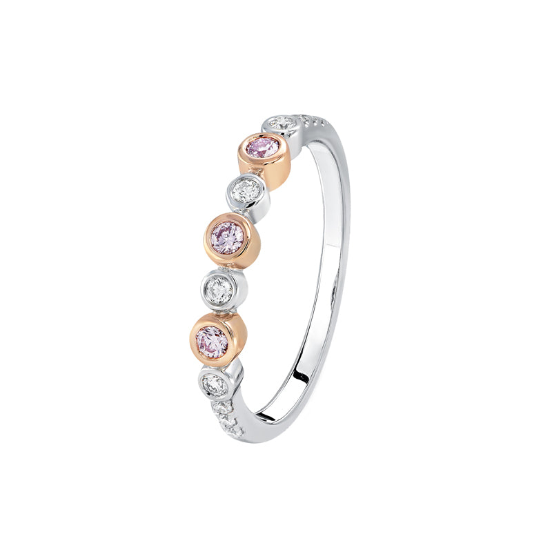 18ct White and Rose Gold Diamond Ring with Pink Kimberley diamonds