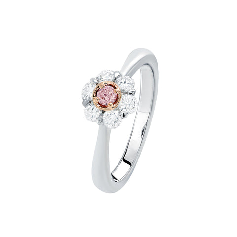 18ct White and Rose Gold Pink Kimberley Diamond Flower Ring