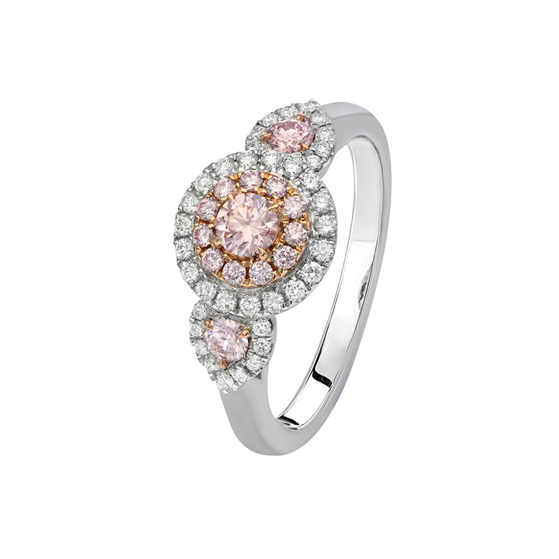 18ct White and Rose Gold Pink Kimberley Diamond Trilogy Ring