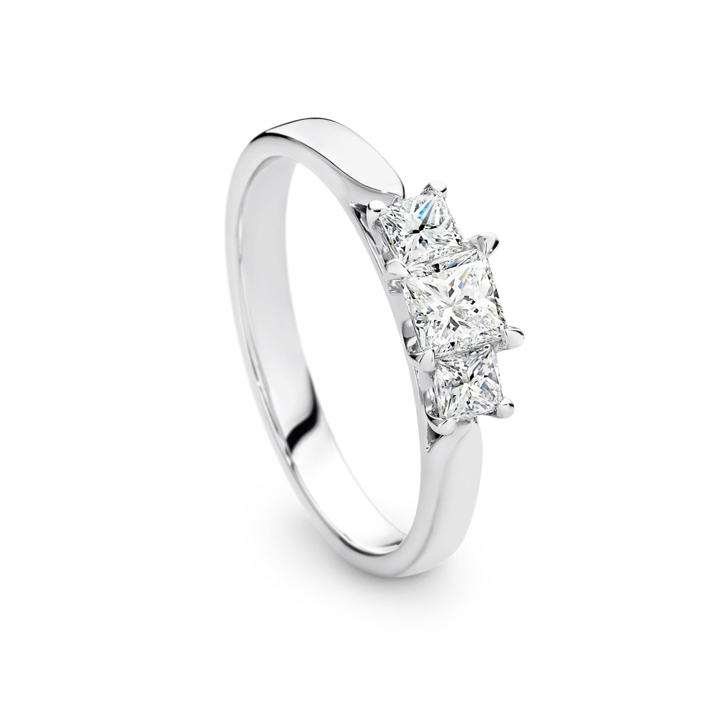 Maya Princess Cut Natural Diamond Three Stone Engagement Ring TDW 0.84ct