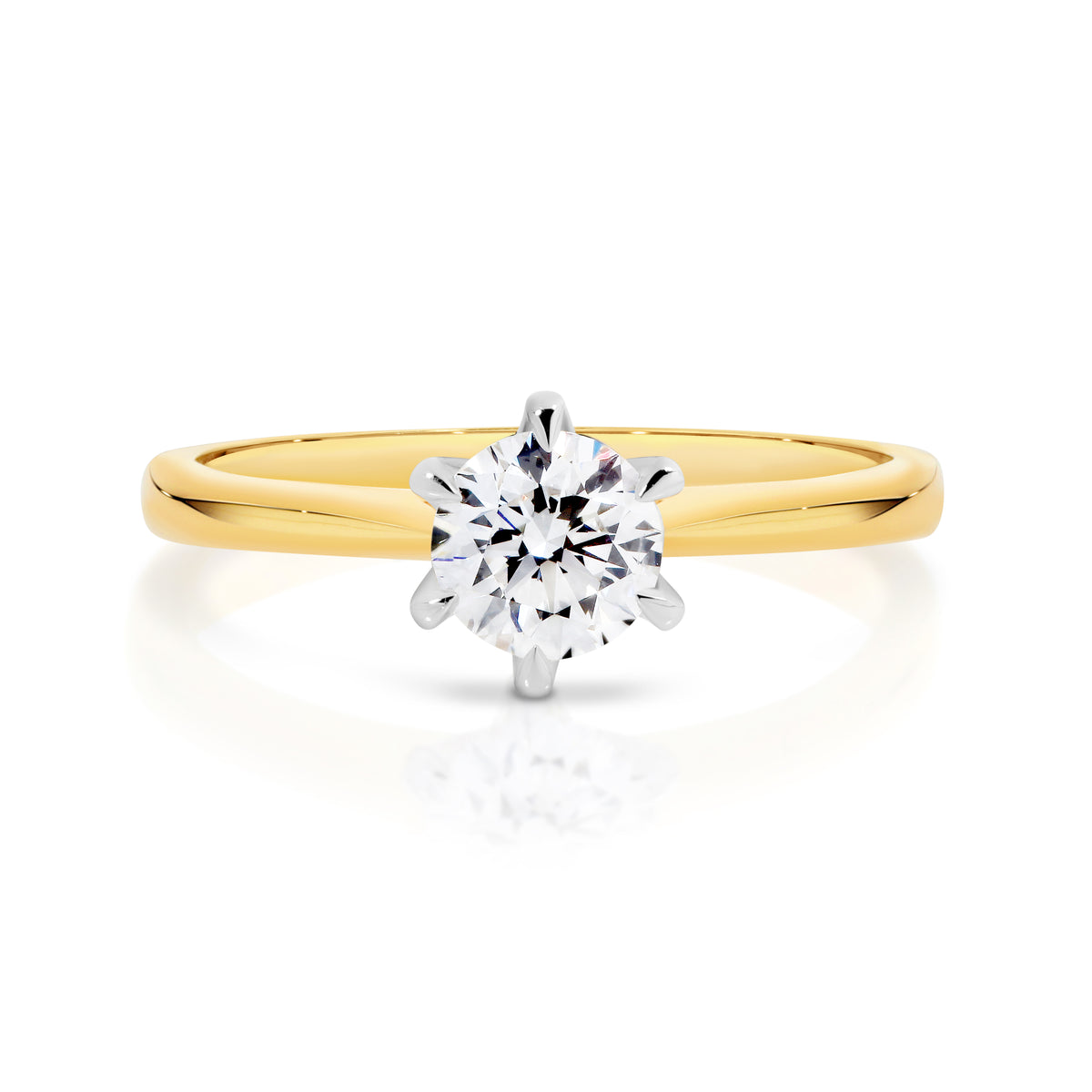 Amelia 18ct Yellow Gold Diamond Solitaire Ring with 0.70ct F/SI2 RBC
