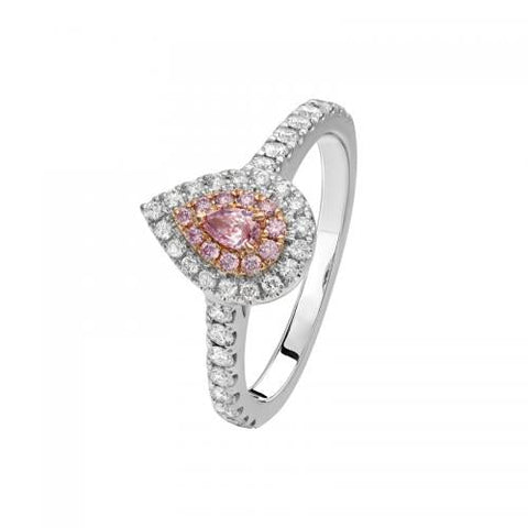 18ct White and Rose Gold Pear Shape Pink Kimberley Diamond Ring