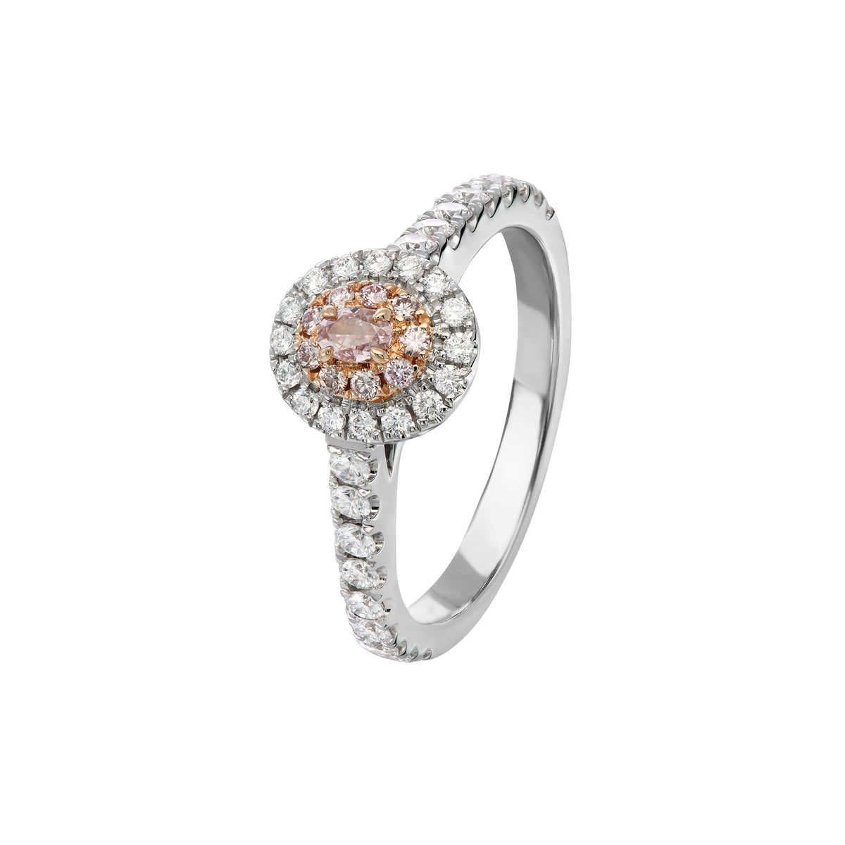 18ct White and Rose Gold Oval Pink Kimberley Diamond Ring