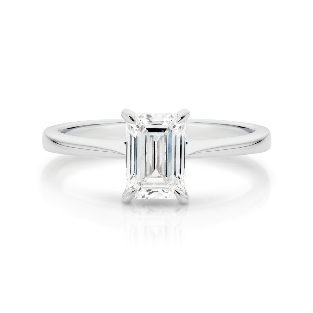 Emerald Cut Lab Grown Diamond Solitaire Engagement Ring 1.30ct