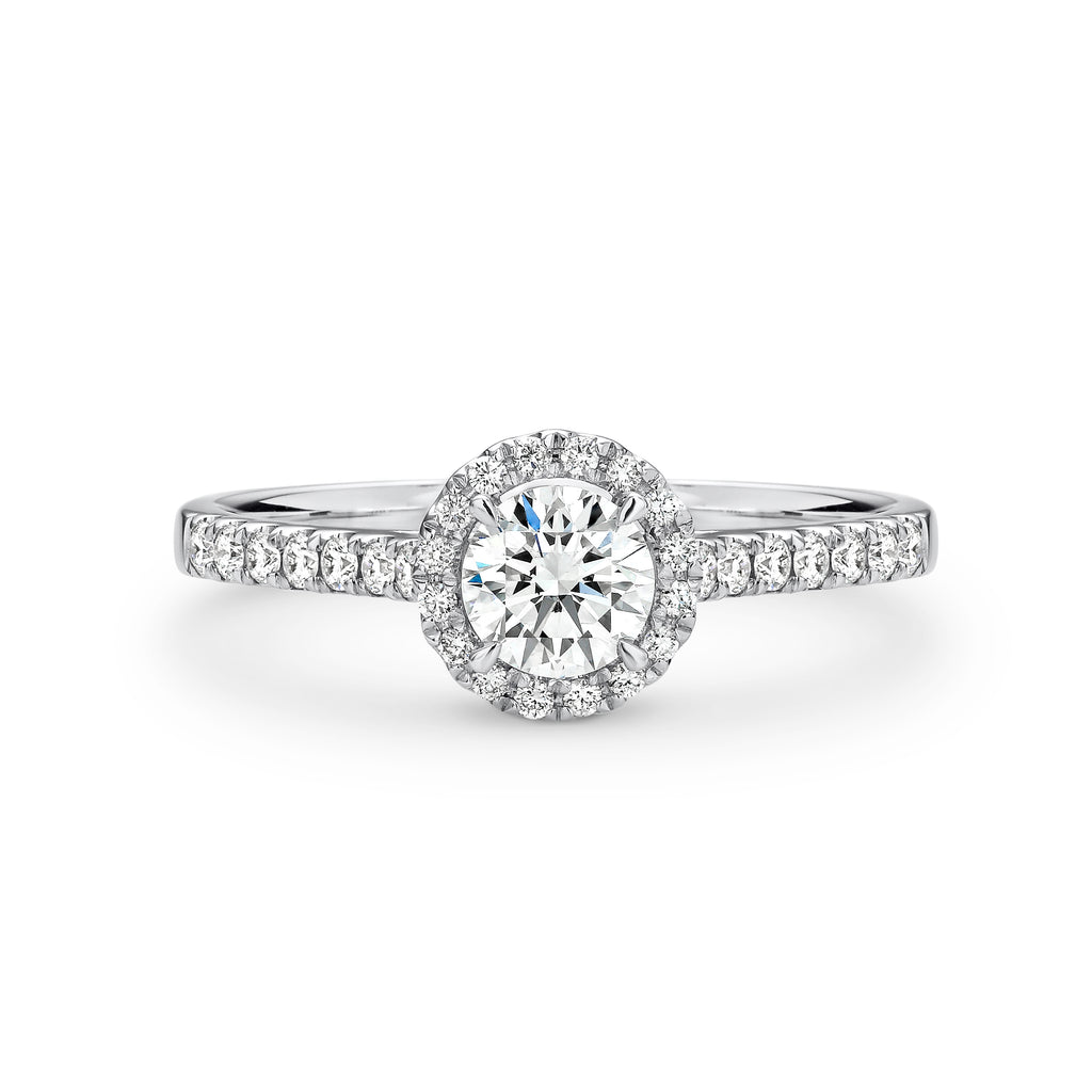 Sophia 18ct White Gold Round Brilliant Cut Halo Set Ring TDW 0.66ct