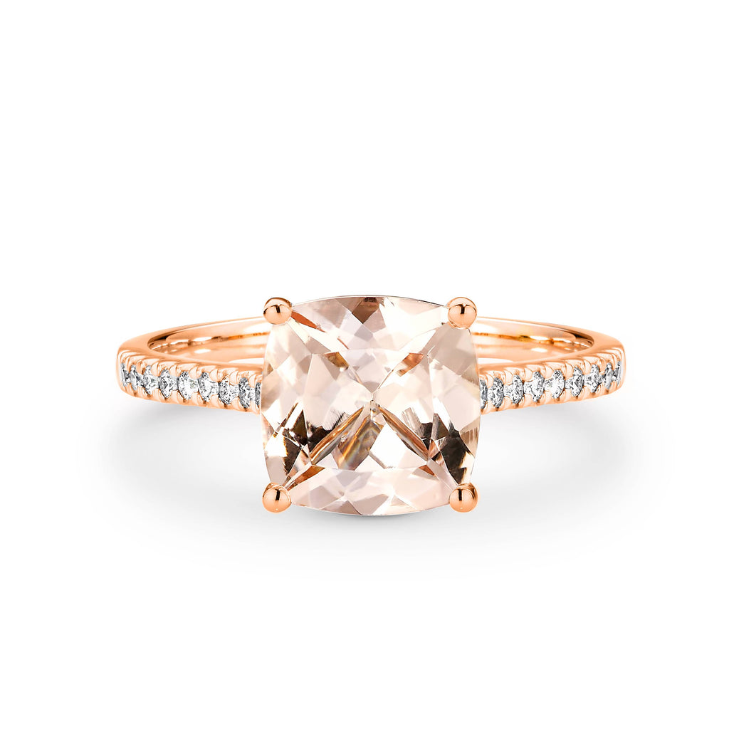 9ct Rose Gold Morganite And Diamond Ring