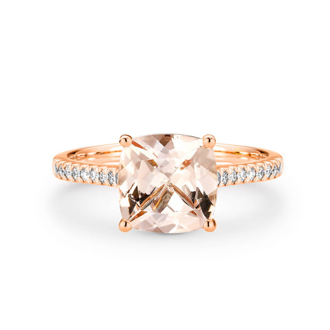9ct Rose Gold Morganite And Diamond Ring