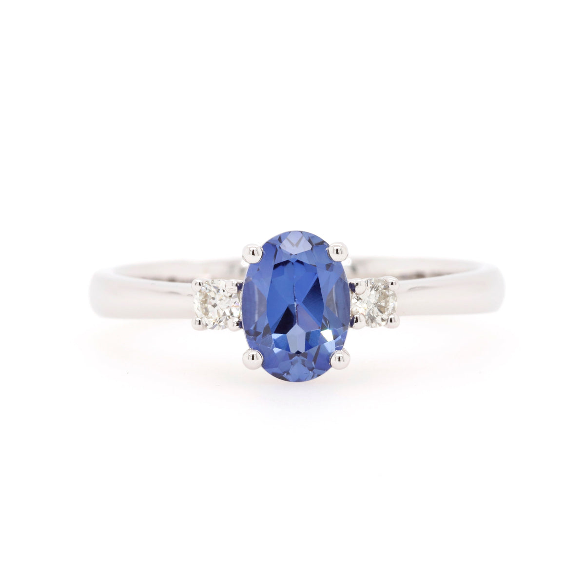 9ct White Gold Lab Grown Sapphire and Diamond Trilogy Ring