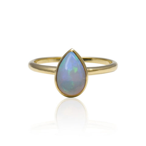 Pear Natural Opal Ring (9MM X 6MM)
