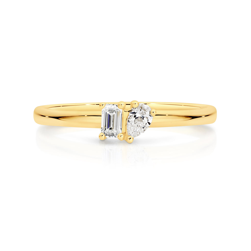 Duffs Emerald & Pear Cut Lab Grown Diamond Stacker Ring