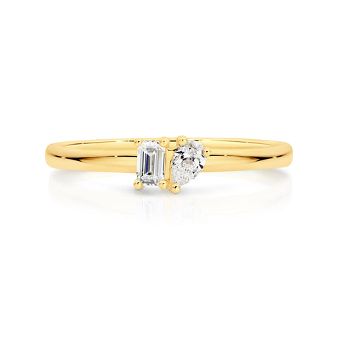 Duffs Emerald & Pear Cut Lab Grown Diamond Stacker Ring